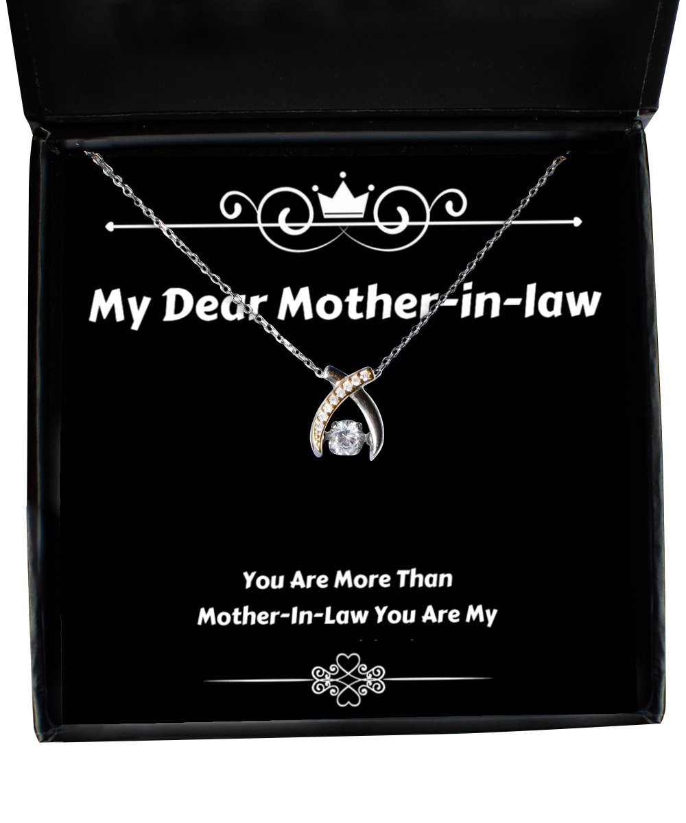 紫③ Funny Mother-in-Law Gifts, This Mother-in-Law is One Cool Cat!,  Christmas Wishbone Dancing Necklace for Mother-in-Law