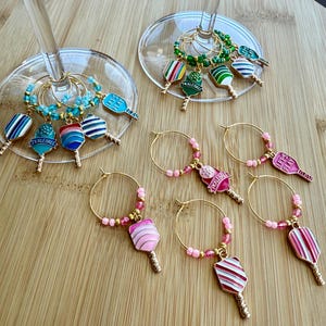 Pickleball Paddle Wine Charms: Set of 5, Sports Gift