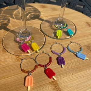 Popsicle Wine Charms - Set of 4 / Summer Gift / Housewarming Gift / Hosting gift / Beach Vibes / Vacation / Fun in the Sun / Drink Markers