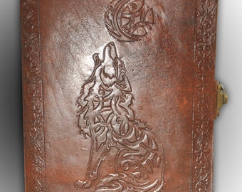 Handmade Leather Journal, Celtic Wolf ,Embossed ,Notebook, Journal, With Lock Refillable Diary Gifts, Leather diary, Planner Organizer
