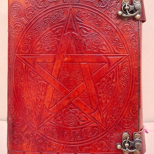 Quaderno in pelle marrone fatto a mano da 600 pagine STAR, grimorio in pelle di carta bianca fatta a mano, artigianato Wiccan, regalo per Natale, padre e madre