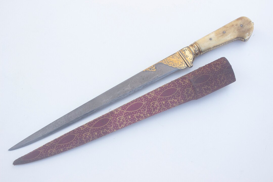 Vintage Mughal Indian Wootz Gold Work Pech Kabz Dagger Kard - Etsy