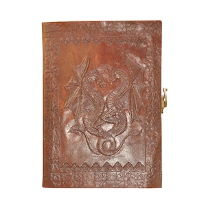 Leather antique double Dragon embossed Handmade leather journal Book of shadows grimoire journal Handmade notebook diaries sketchbook
