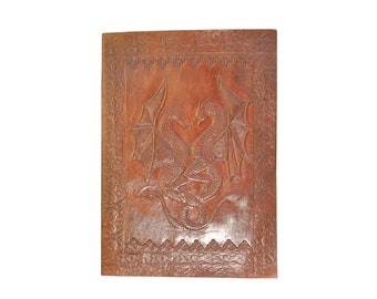 Leather, antique, double Dragon embossed, Handmade leather journal ,Book of shadows ,grimoire journal, Handmade notebook diaries sketchbook