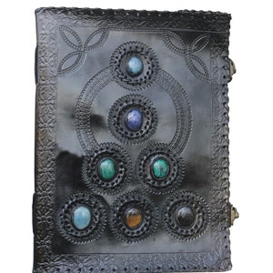Diario in pelle Sette piramidi di pietra Sette Chakra Carta ricaricabile artigianale Dairy Best For gift Personal use Travel planner
