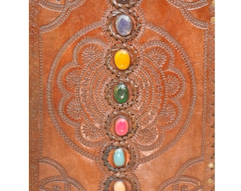 Handcrafted Leather Journal Diary Seven stone Chakra Leather bound Handmade paper Notebook Gift