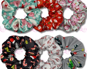 Holiday Christmas Scrunchies | Lights | CandyCane | Gingerbread Man | Grinch | Festive | Winter | Snowflakes | Elf / Gift Ideas / Decoration