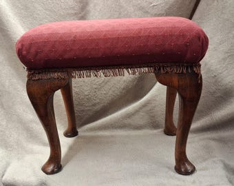 Antique Queen Anne Style Footstool Late 19th Century