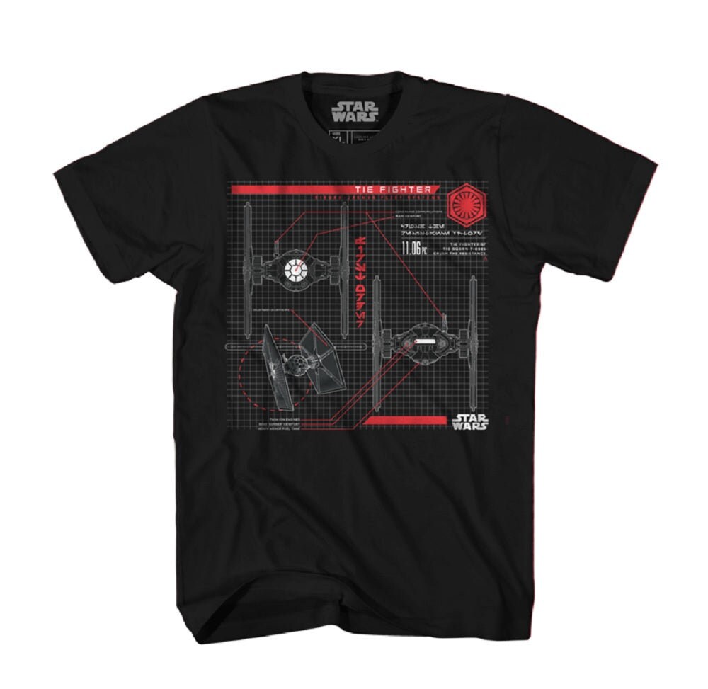 Discover Star Wars The Last Jedi Tie Fighter Plans Adult T-Shirt