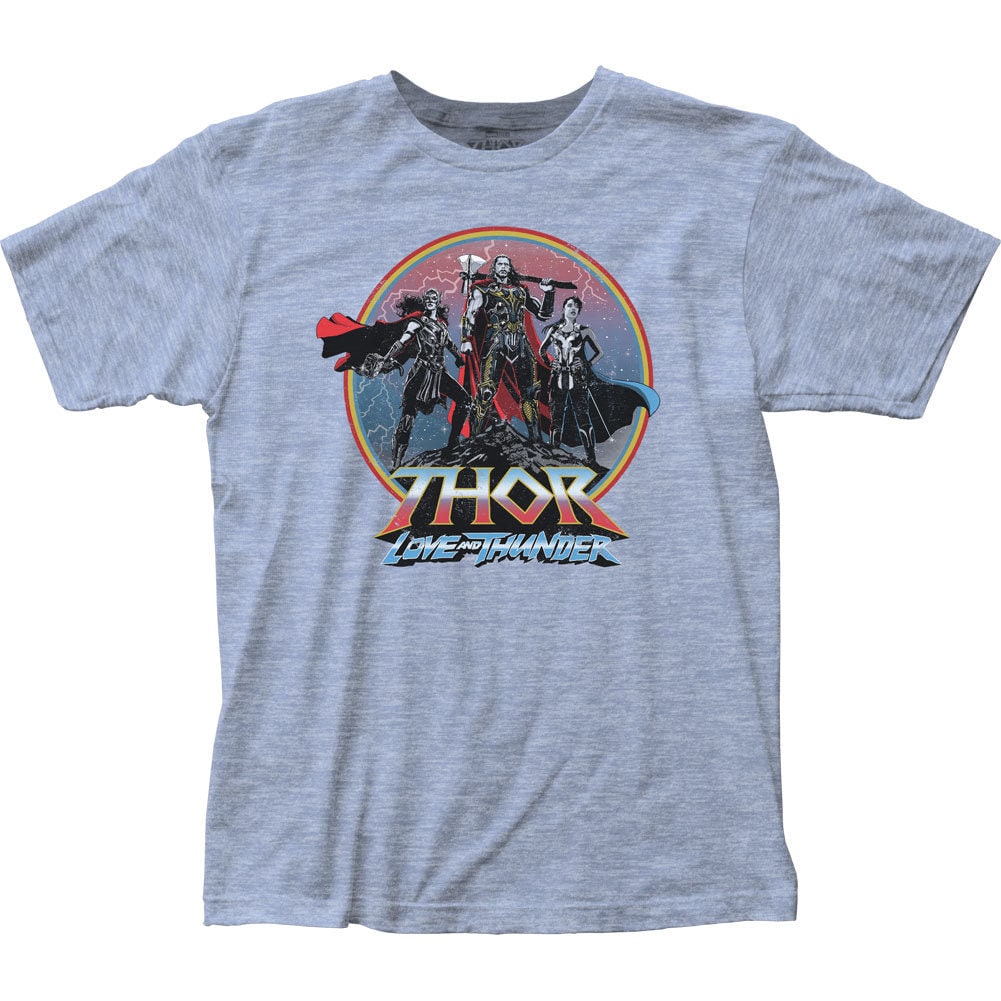 Discover Thor 4 Movie Trio Circle Marvel Comics Fitted Adult T-Shirt