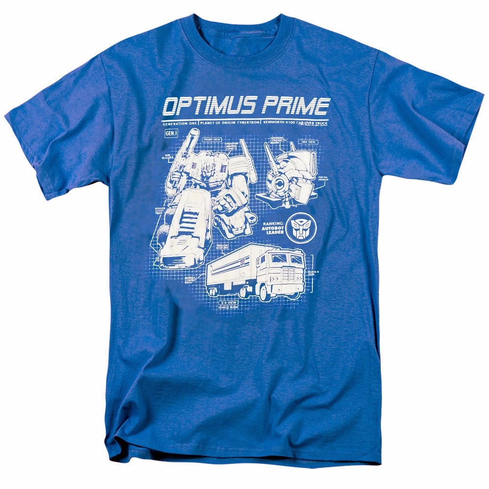 Discover Transformers Optimus Prime Tech Specs Adult T-Shirt