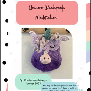 Backpack UNICORN mod. ****Digital Download****