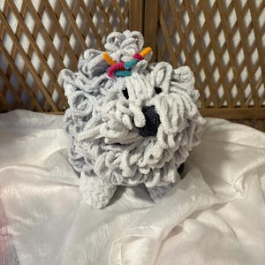 Handmade Crocheted Yorkie Dog | Soft & Adorable Plush Toy | Made with Bernat Blanket Yarn | Perfect Gift for Dog Lovers