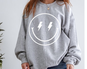 Smile Face Sweatshirt, Aesthetic Crewneck, Smile Sweatshirt, Retro Smile Face, Positive Sweatshirt, Smile Face Shirt, Smile Sweatshirt