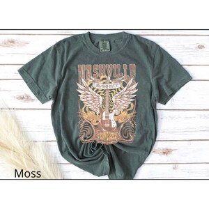 thumbnail interactive-video image 1 of Plus Size Nashville Tshirt - Distressed Guitar Graphic Tee Vintage Country Music Top 1 of 12
