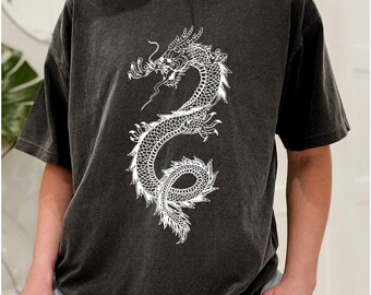 Japanese Dragon Shirt, Chinese Dragon Shirt, Aesthetic Clothing, Japanese Shirt, Oversized Shirt, Aesthetic Shirt, Dragon Tee Comfort Colors