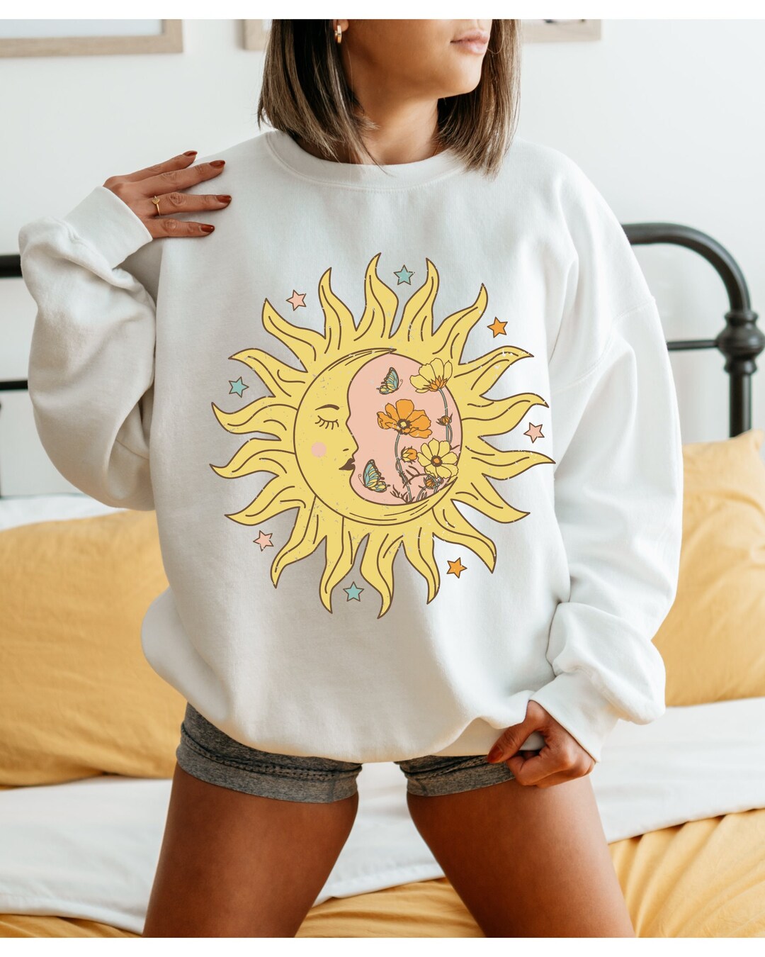 Sun and Moon Sweatshirt Boho Celestial Sun and Moon Shirt Etsy