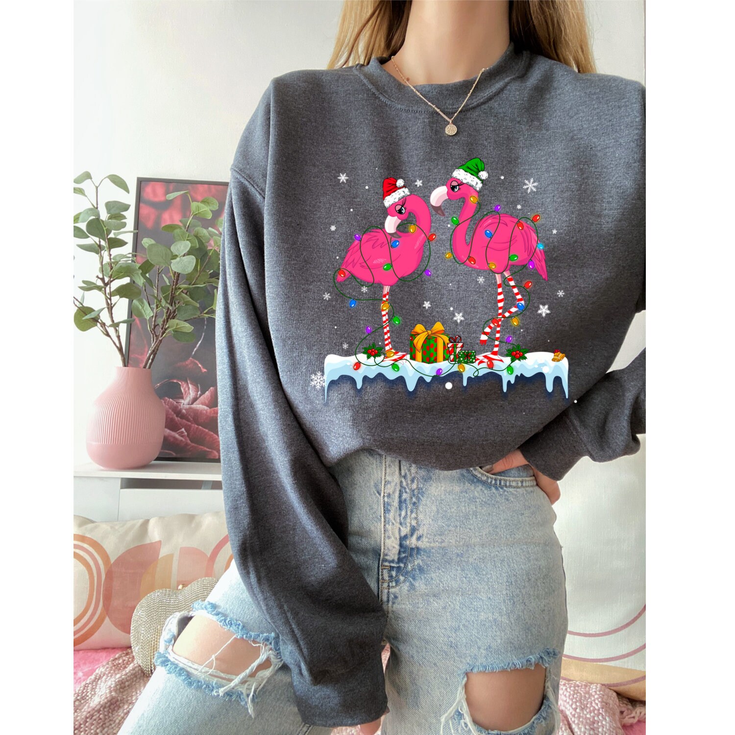 Flamingo shop christmas sweatshirt
