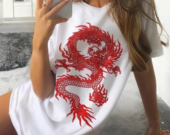 Japanese Dragon Shirt, Chinese Dragon Shirt, Aesthetic Clothing, Japanese Shirt, Oversized Shirt, Aesthetic Shirt, Dragon Tee Comfort Colors