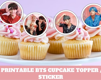 Cupcake BTS imprimable, sticker Bts, gâteau Bts, anniversaire Bts, fête Bts, imprimable Bts