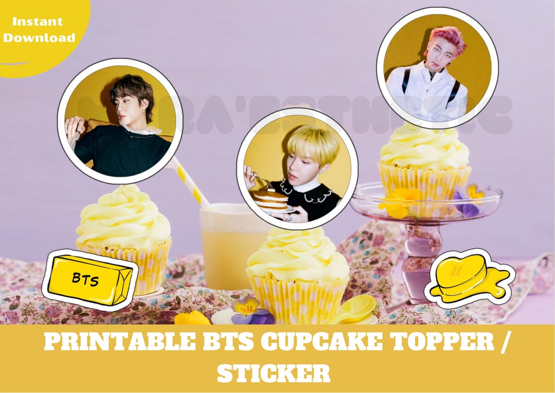Printable BTS Cupcake Topper, Bts Sticker, Bts Cake Topper, Bts ...