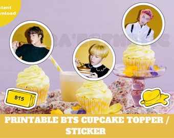 Stickers et décorations pour cupcakes BTS (PNG, PDF)