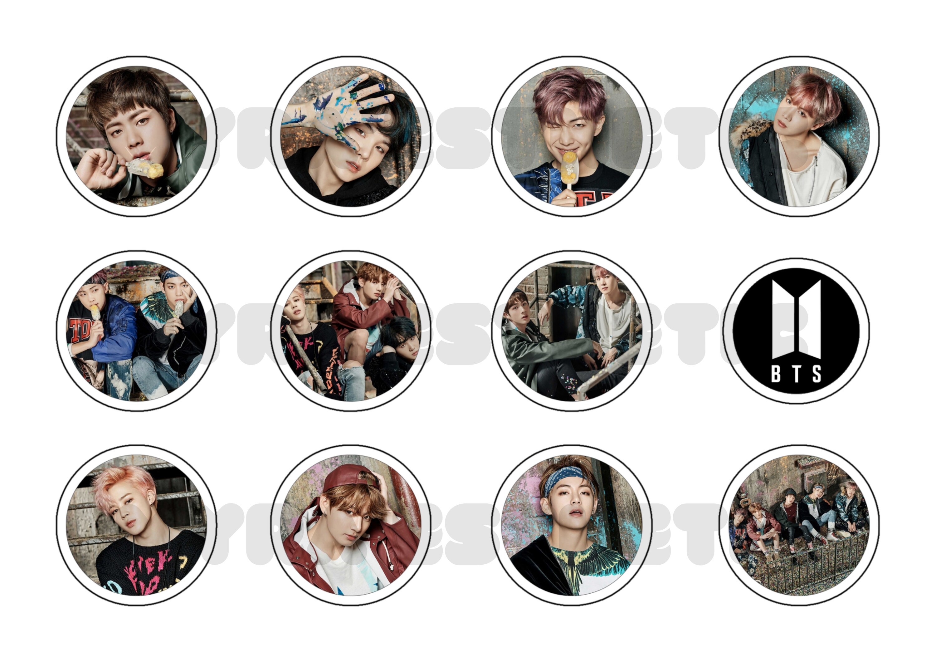 Printable BTS Cupcake Topper BTS Sticker BTS Cake Topper