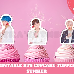Printable BTS Cupcake Topper, Bts Sticker, Bts Cake Topper, Bts ...