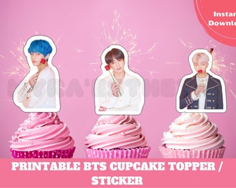 Cupcake BTS imprimable, sticker Bts, gâteau Bts, anniversaire Bts, fête Bts, imprimable Bts
