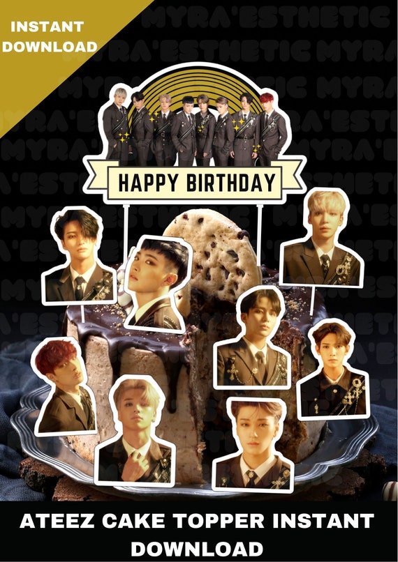 Printable Ateez Birthday Cake Topper Ateez Sticker Ateez Etsy México