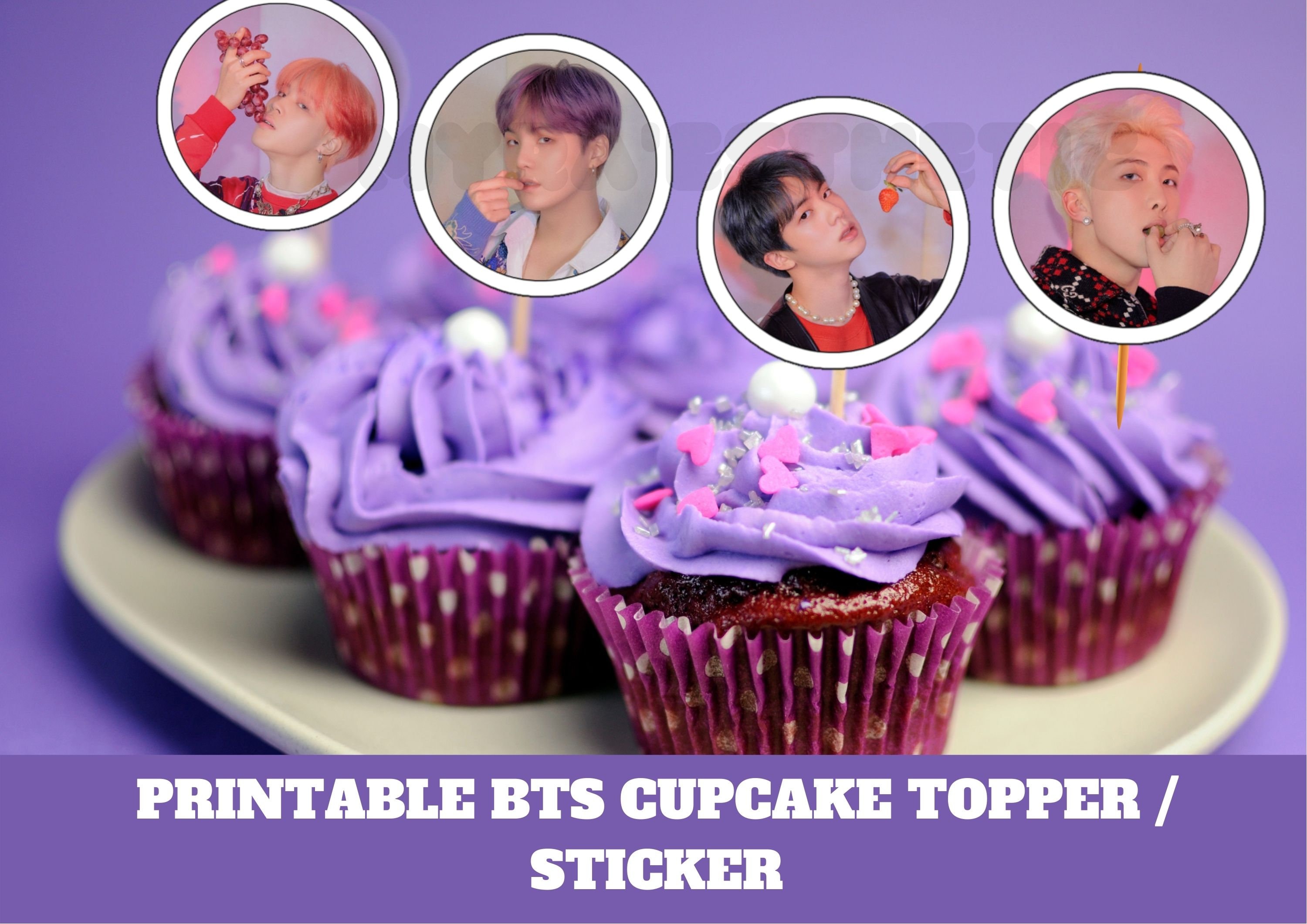 Printable BTS Cupcake Topper, Bts Sticker, Bts Cake Topper, Bts ...