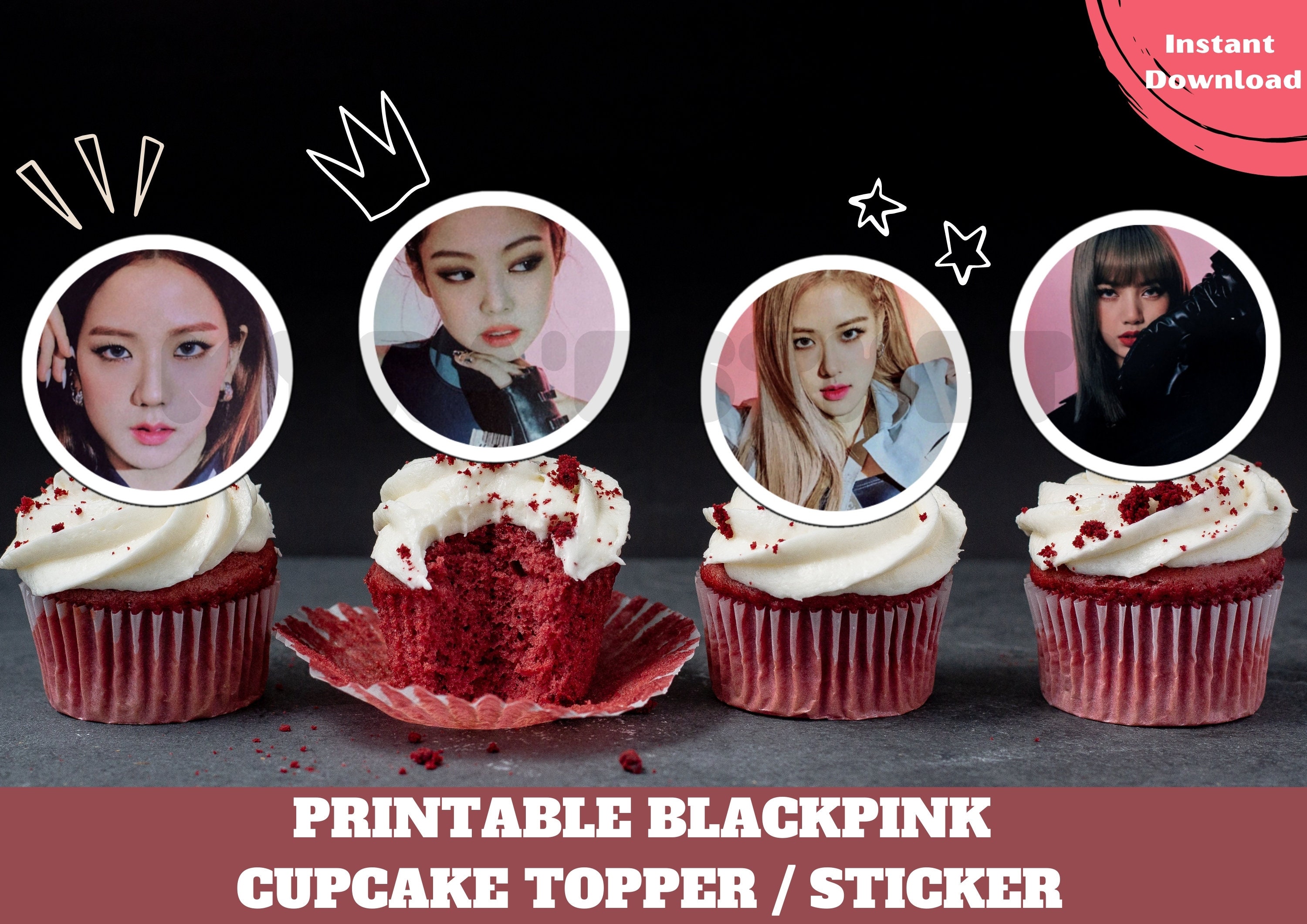 printable blackpink cupcake topper blackpink sticker etsy