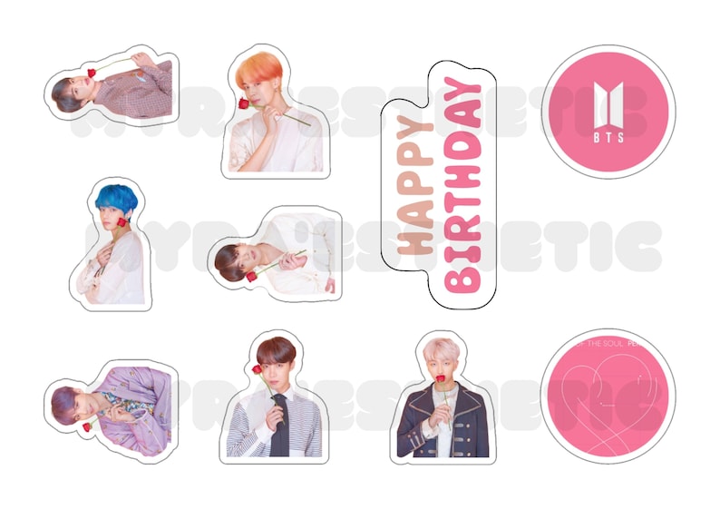 Printable BTS Cupcake Topper Bts Sticker Bts Cake Topper - Etsy