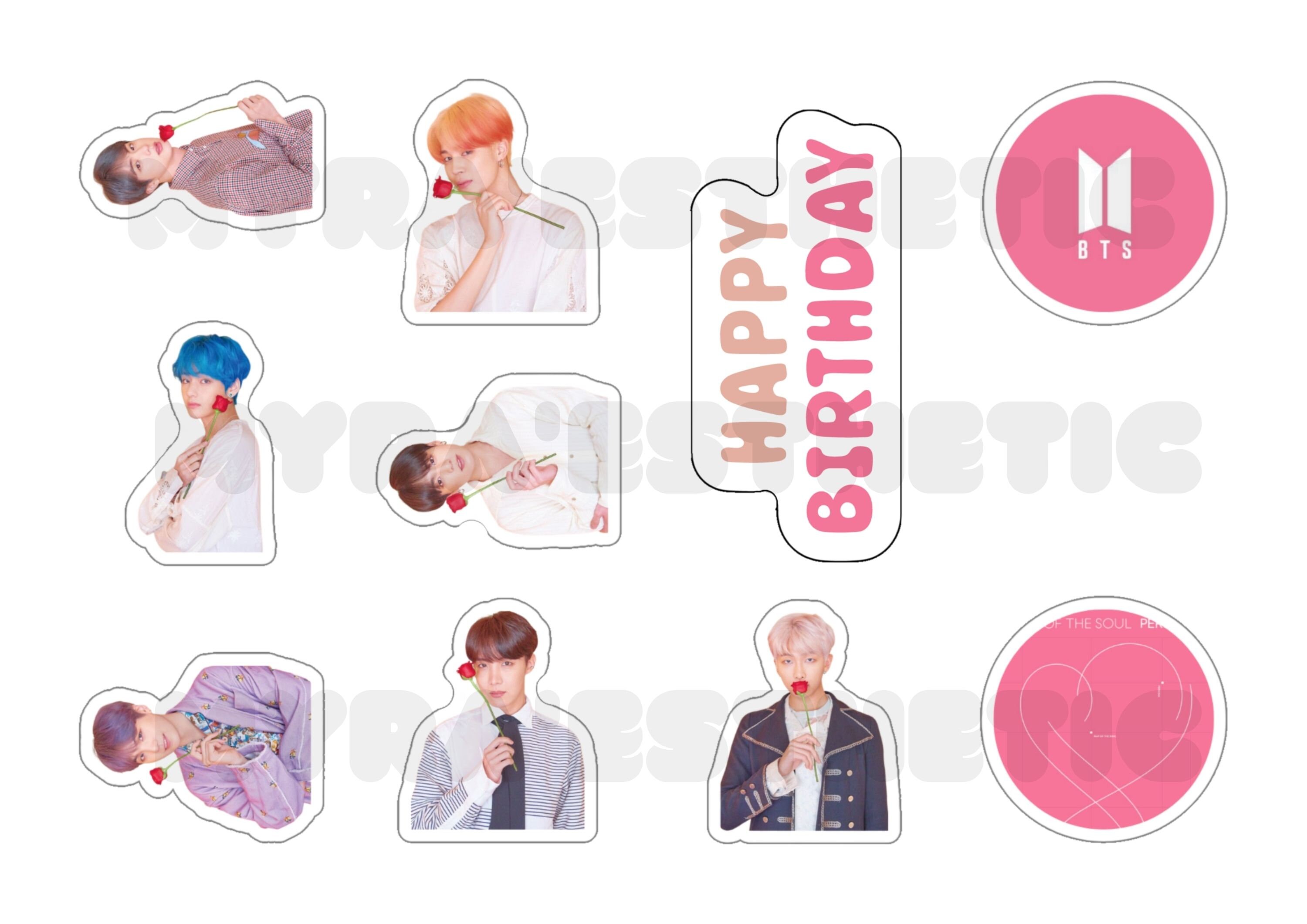 Printable BTS Cupcake Topper, Bts Sticker, Bts Cake Topper, Bts ...