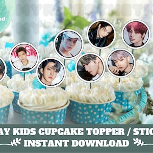 Printable Stray Kids Cupcake Topper, Stray Kids Sticker, Stray Kids Cake Topper, Stray Kids Birthday, Stray Kids Party