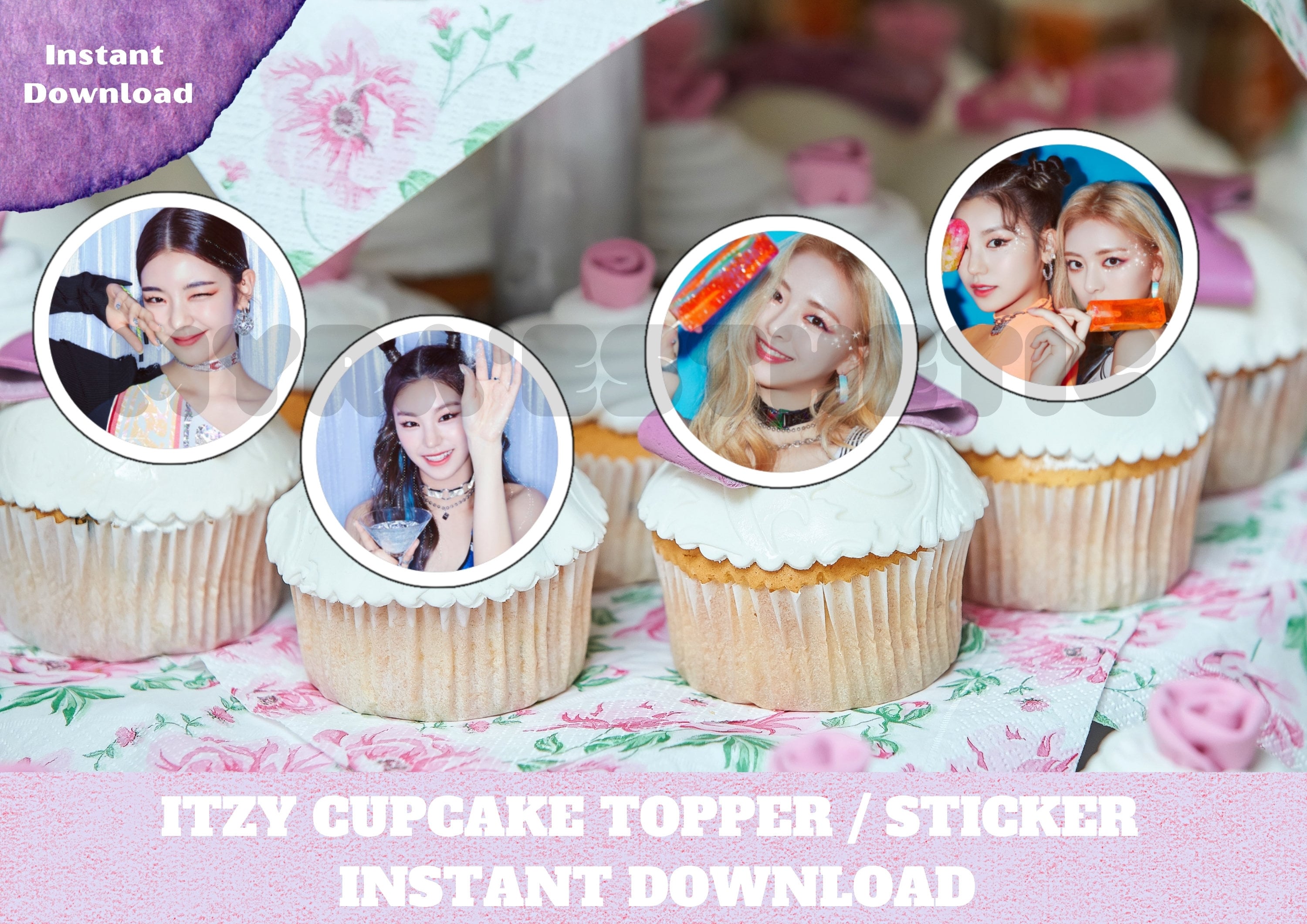 Itzy Cupcake Topper: Itzy Birthday Party Decor (PNG, PDF Digital