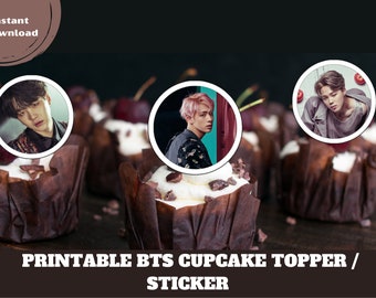 Décorations de cupcakes BTS imprimables : décoration de fête d'anniversaire (PNG, PDF)
