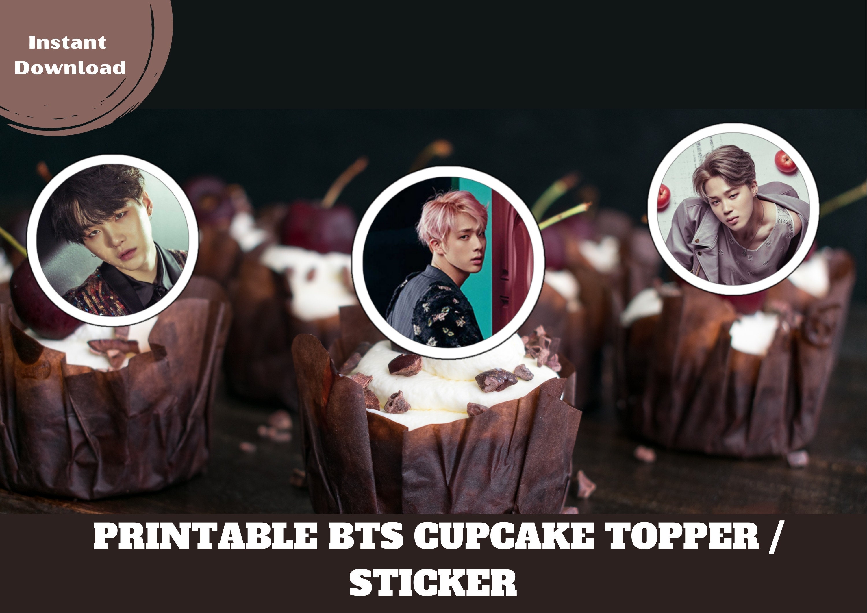 Printable BTS Cupcake Topper Bts Sticker Bts Cake Topper Etsy