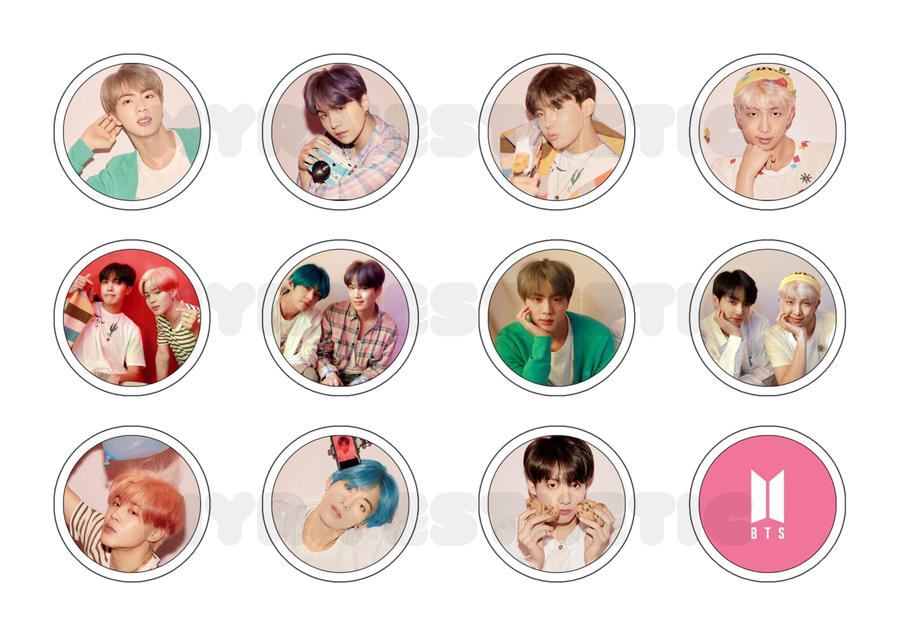 Printable BTS Cupcake Topper Bts Sticker Bts Cake Topper Etsy