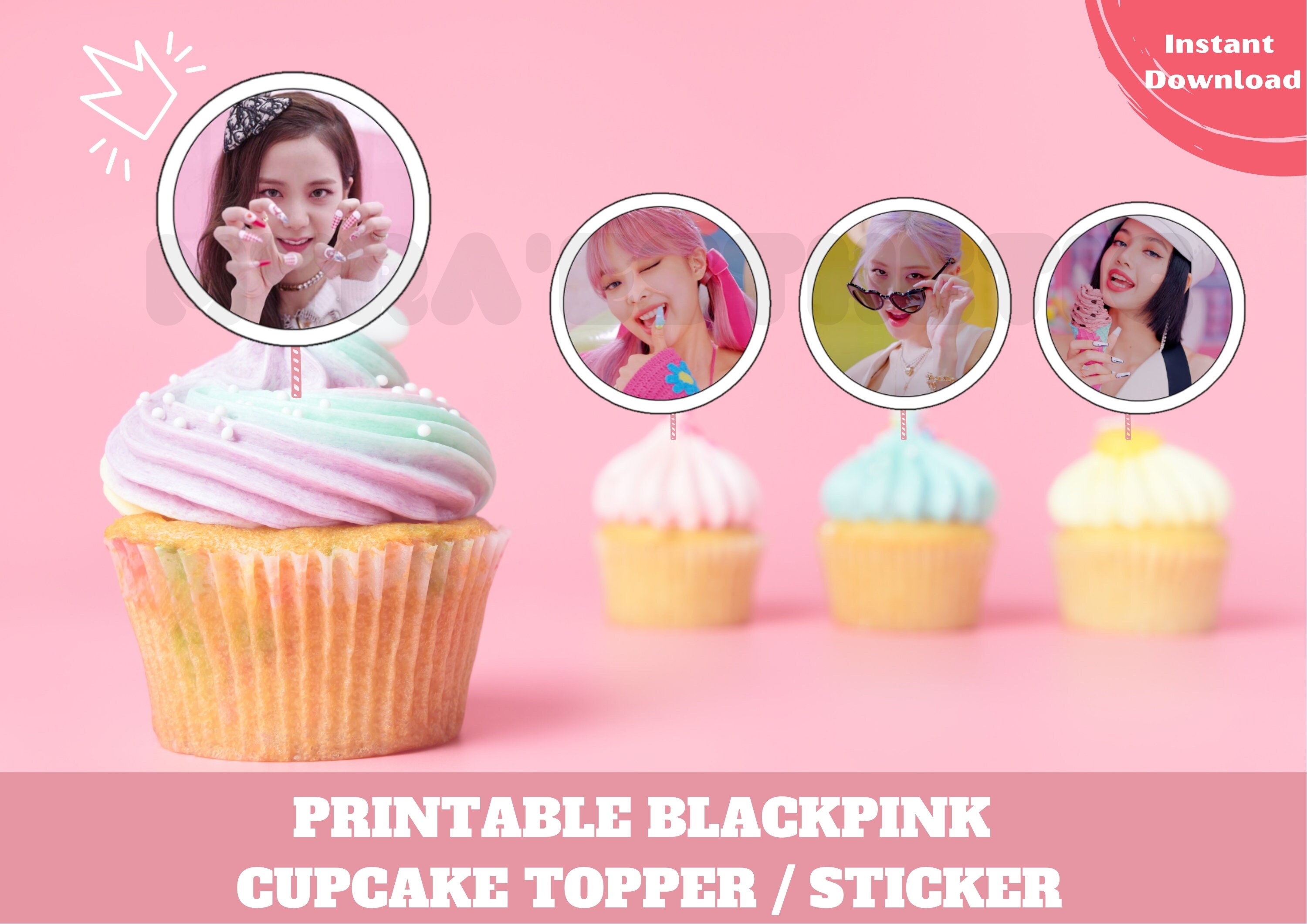 printable blackpink cupcake topper blackpink sticker etsy