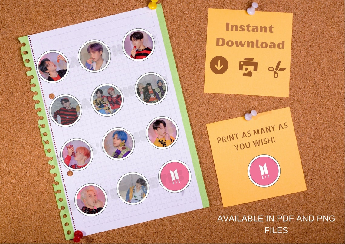 Printable BTS Cupcake Topper, Bts Sticker, Bts Cake Topper, Bts ...