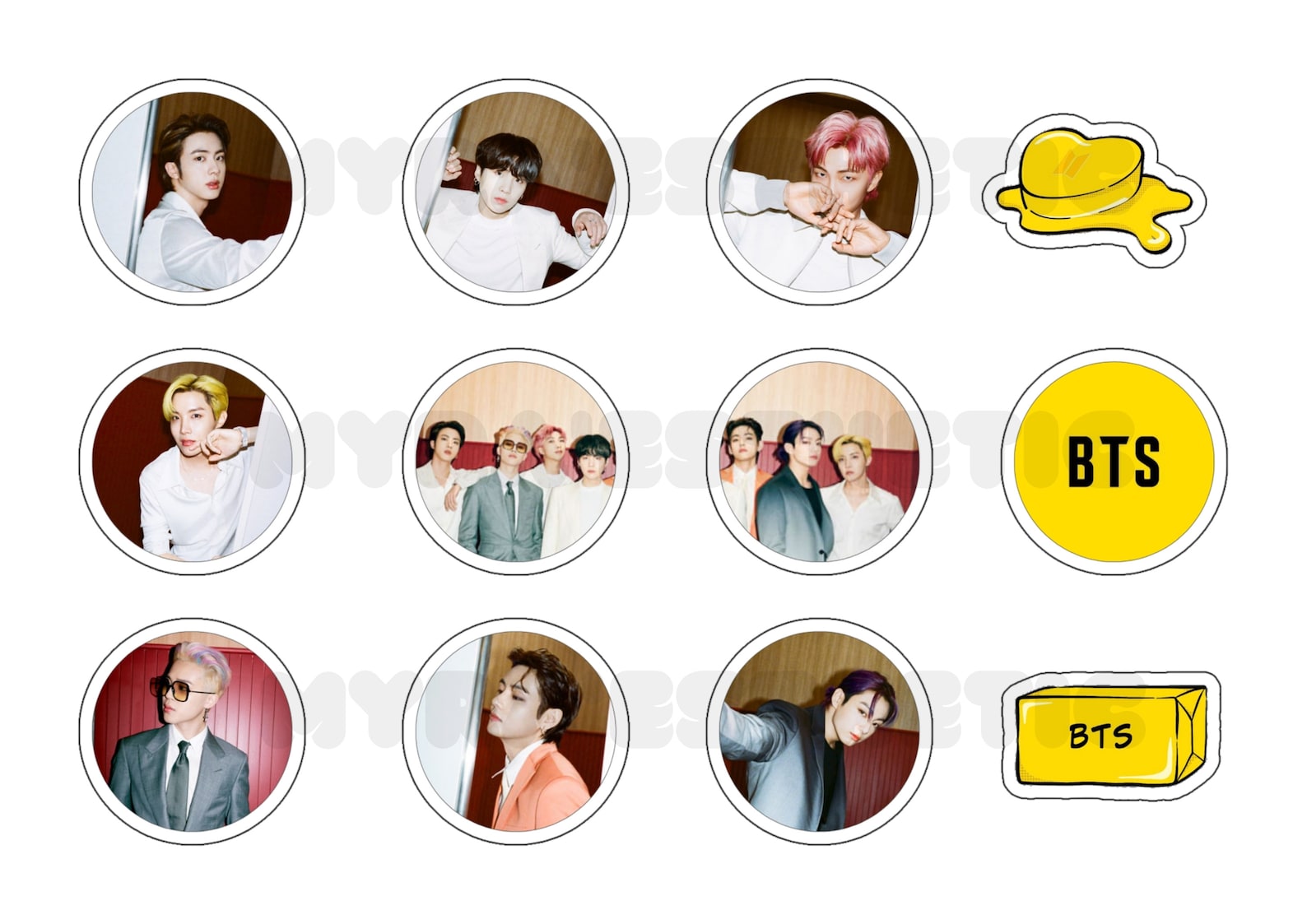Printable BTS Cupcake Topper Bts Sticker Bts Cake Topper Etsy