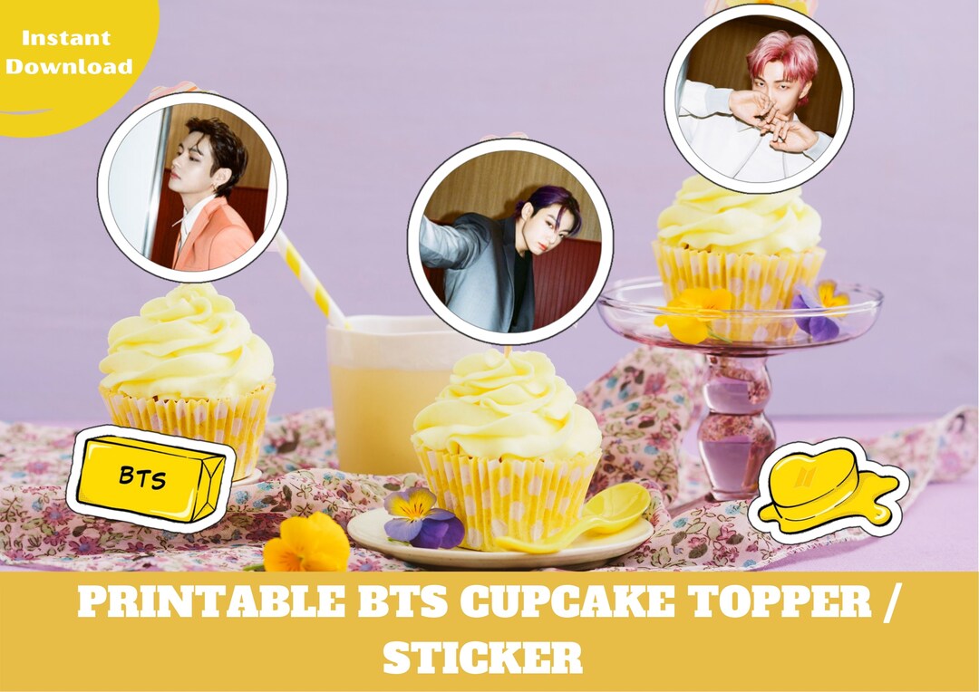 Printable BTS Cupcake Topper Bts Sticker Bts Cake Topper - Etsy