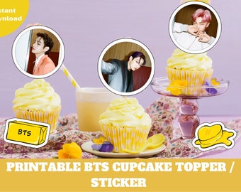 Décorations de cupcakes BTS et autocollants imprimables (PNG, PDF)