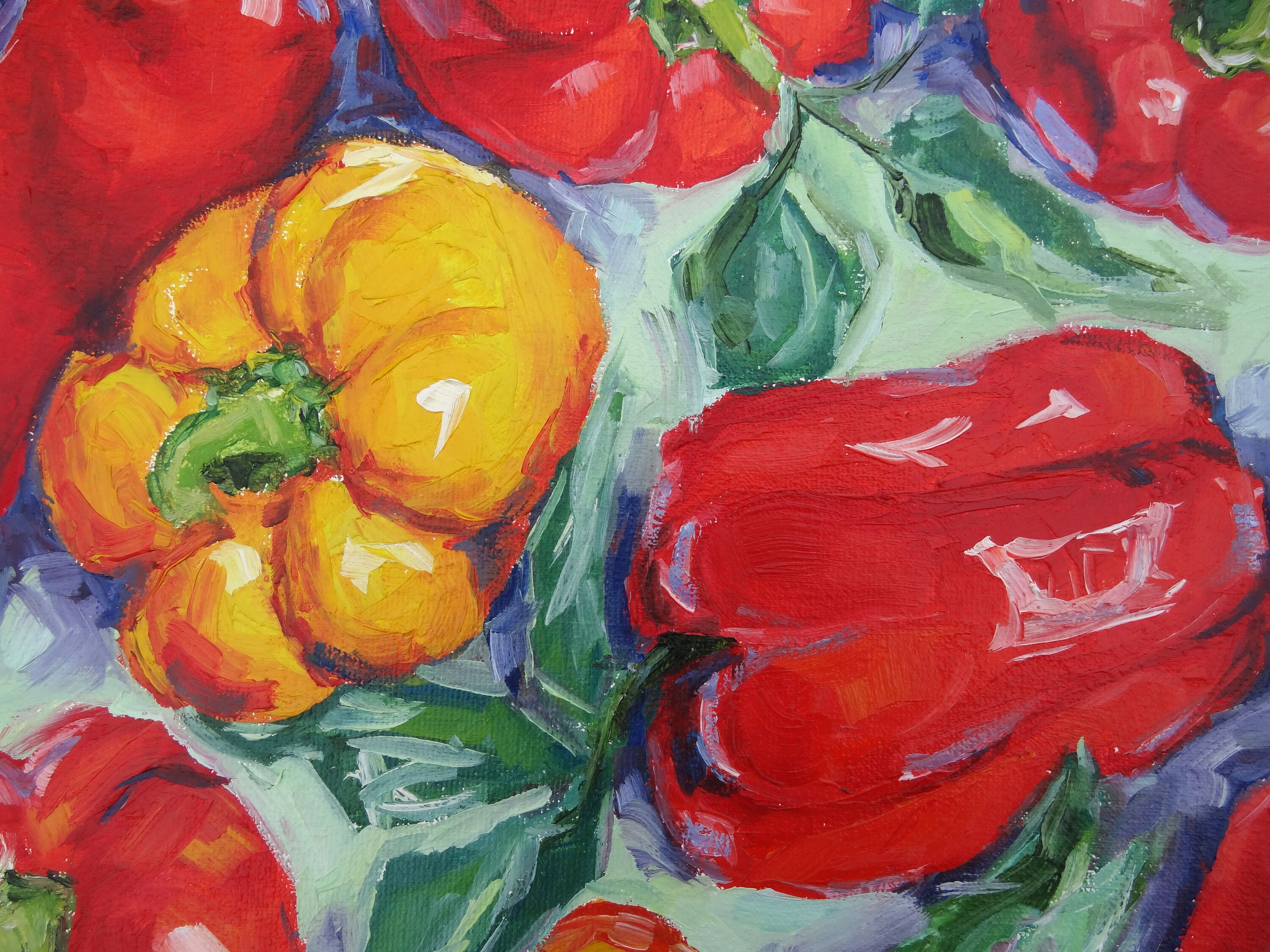 オリジナルペッパー油絵、キッチン静物画、18x18 - Etsy 日本