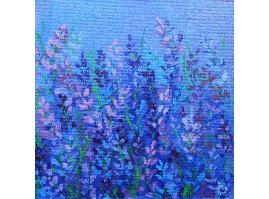 Lavender Painting Floral Original Art 5" by 5" Provence Artwork Flower ...