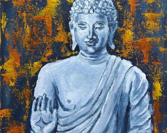 Original Buddha Oil Painting, Zen Spiritual Wall Art (6x6)