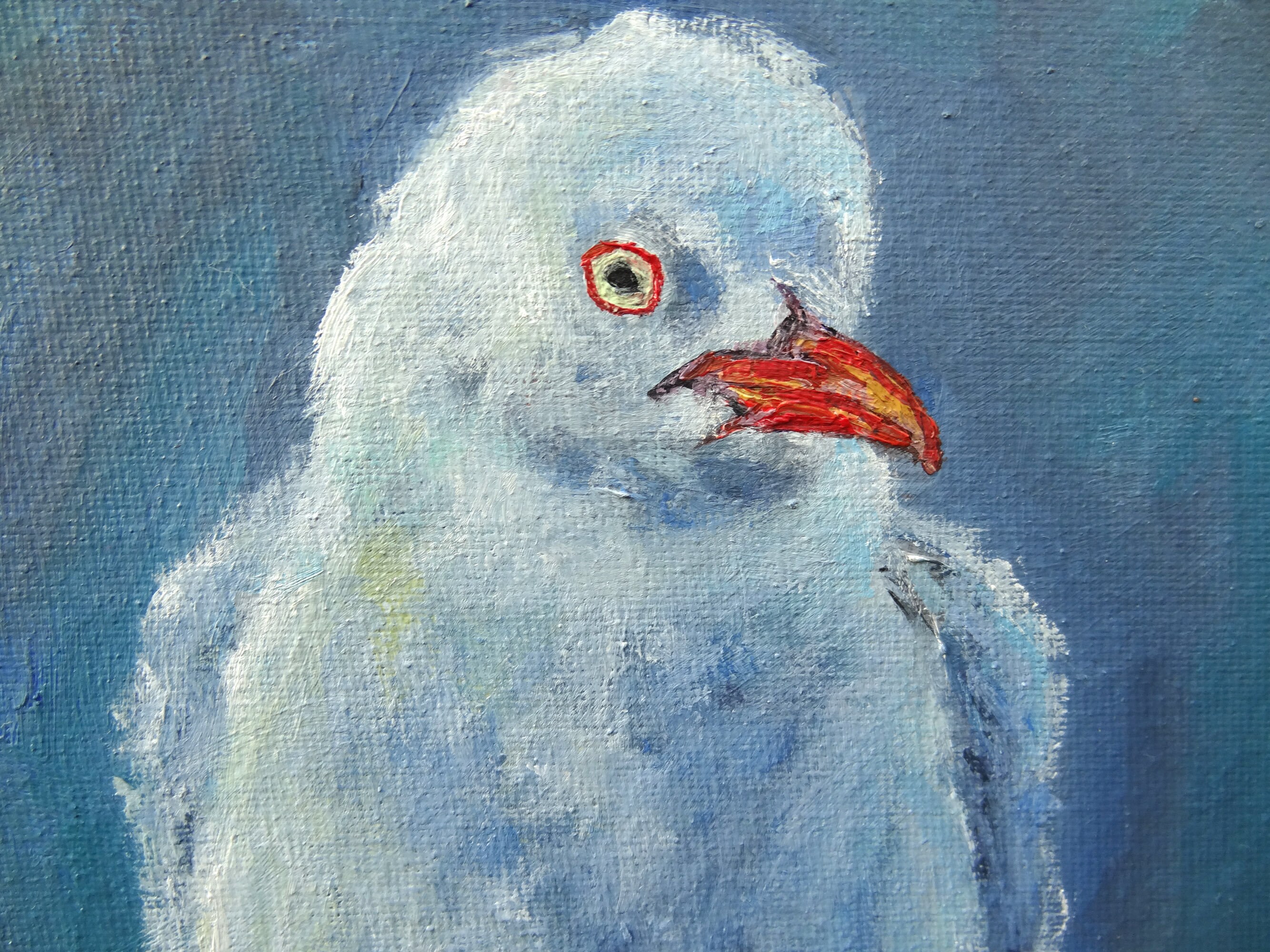 カモメの絵画 鳥 オリジナルアート 8インチ x 6インチ 海辺のアート