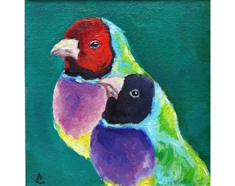 Oiseau peinture perroquet Original Art 6 par 6 Tropic oeuvre exotique pépinière Wall Art par AnnaSoulArt