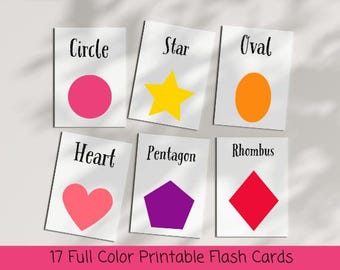 Bright Shapes Flash Cards for Toddlers | Printable Learning Cards | Preschool Kindergarten Homeschool | Shape Recognition Activity